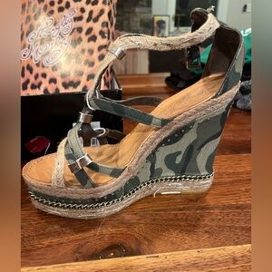 Naughty Monkey Camouflage Wedge Sandals sold by Buckle. Brand new.